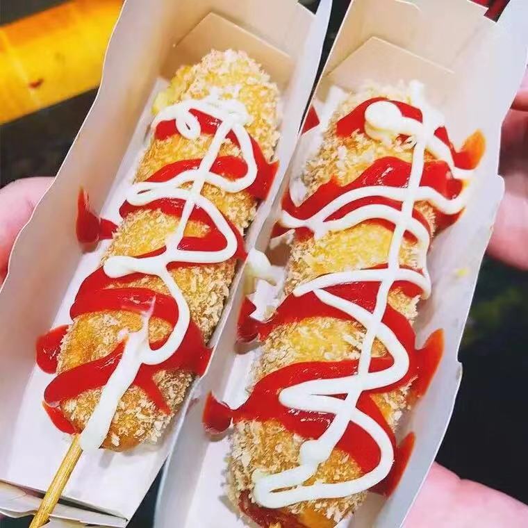热狗肠烤肠 微辣_博远芝士热狗棒拉丝热狗芝士香肠网红抖音油炸小吃
