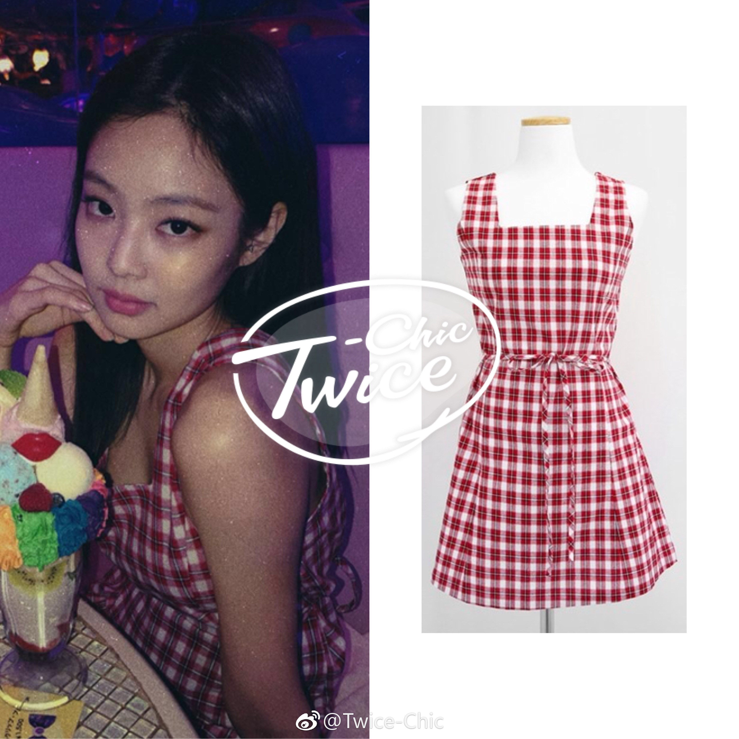 jennie明星同款女生裙子2018新款女韩版红色格子连衣裙优惠券