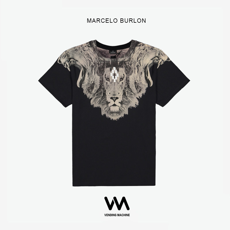 一折短袖狮子_marcelo burlon海外正品新款mb经典狮子头翅膀男女同款