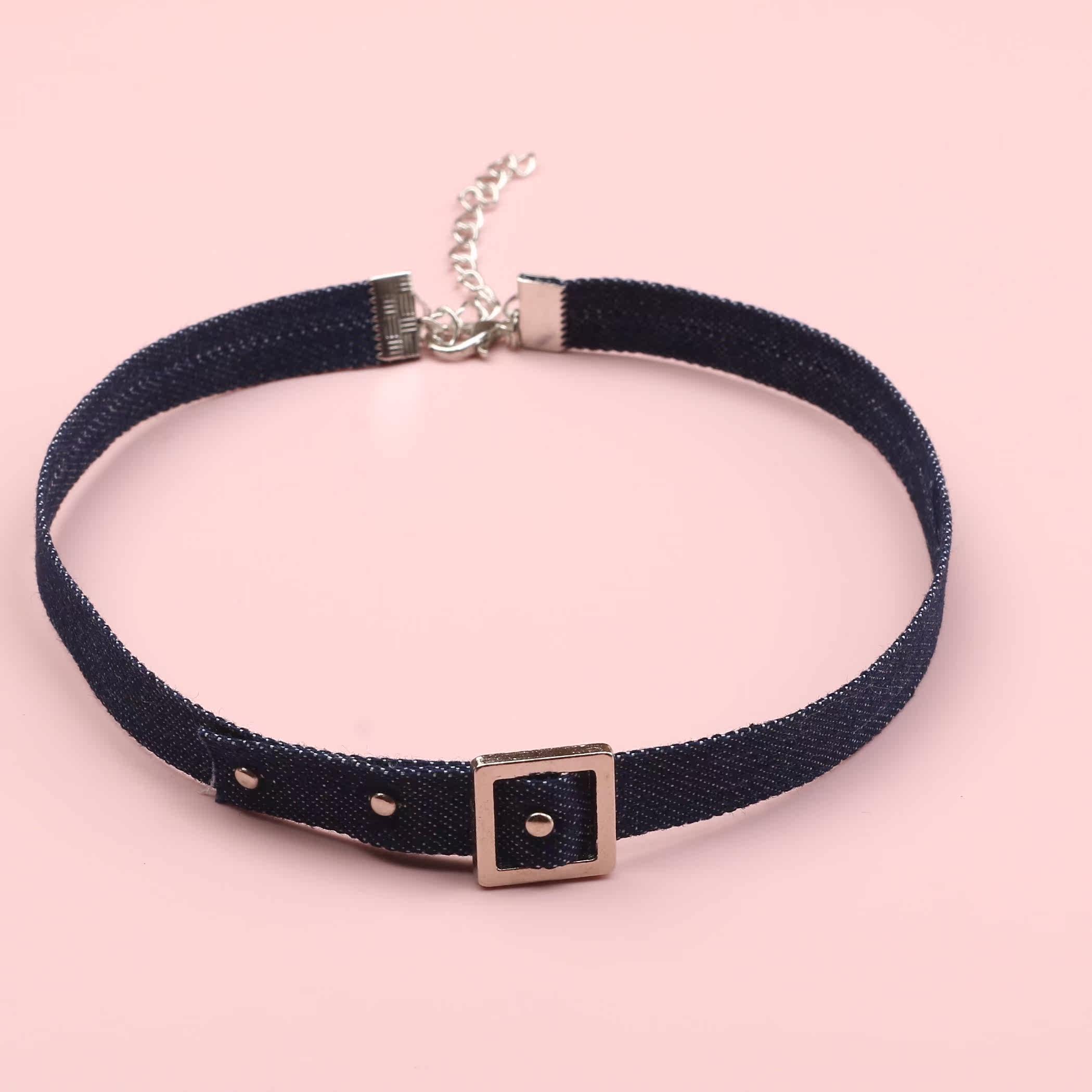 热销颈饰品复古风_复古牛仔chocker短款项链女韩国风项圈脖圈颈链吊坠