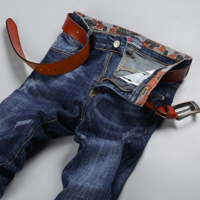 2018新款牛仔裤男休闲修身小脚裤时尚潮流牛