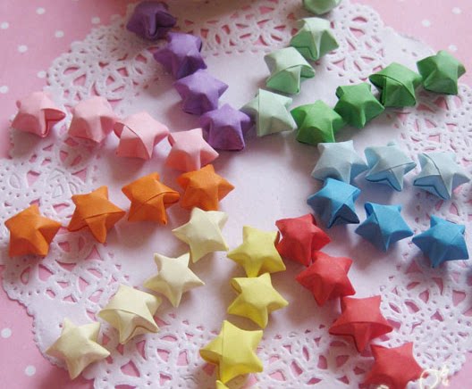 许愿糖果_diy手工成品★ 幸运星糖果色许愿星 手工星星 多种颜色可选