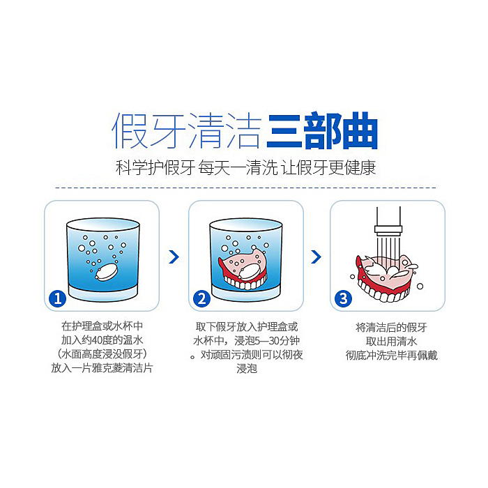 买20片免邮 雅克菱假牙清洁片义齿泡腾片散装 假牙清洁剂 洗假牙