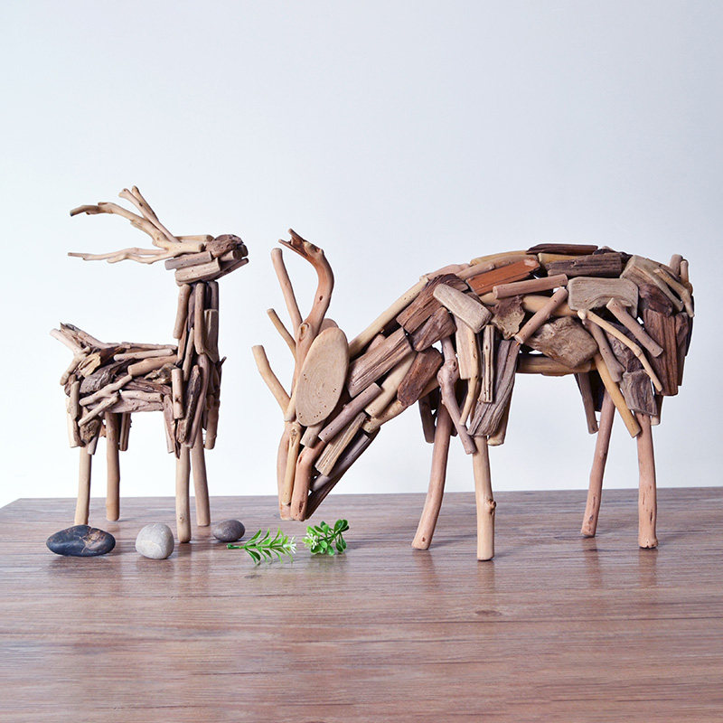 居慢生活纯手工木制鹿摆件创意家居装饰北欧客厅酒柜办公桌工艺品已售