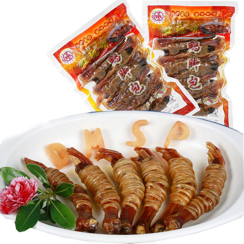 钱德明直营店安徽宣城特产双肠双心鸭脚包鸭掌包真空装包邮260g