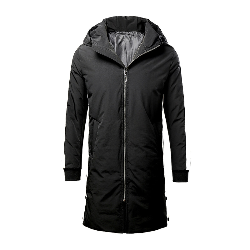 sxf圣希梵中长款羽绒服男 时尚拼接运动外套冬季男士连帽羽绒衣潮