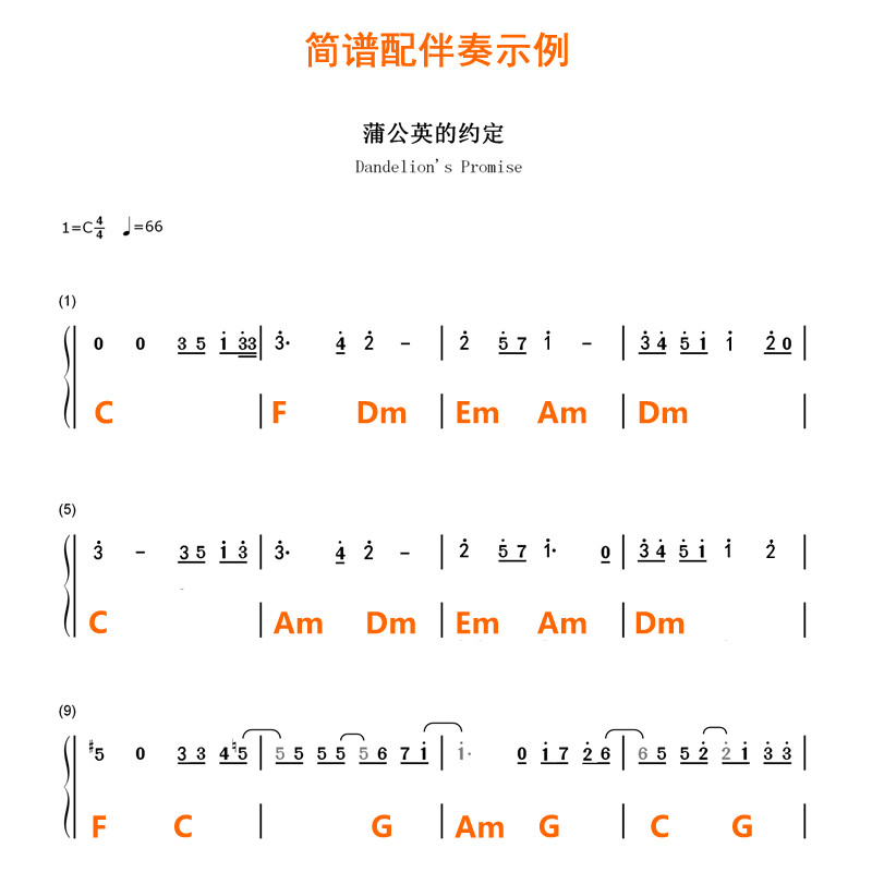 乐谱配和弦属性配伴奏和声钢琴吉他五线谱转换简谱标指法移调制谱