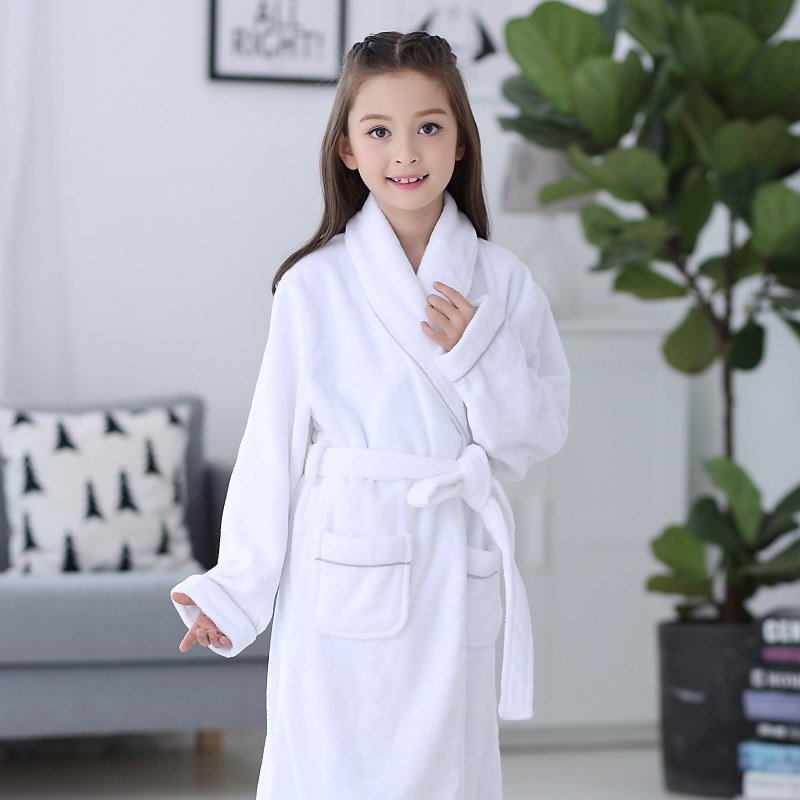 儿童浴袍女童浴巾纯棉毛巾料女孩浴衣秋季加厚