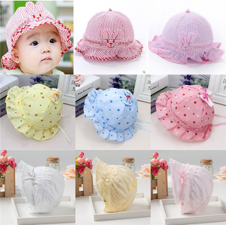 盆帽_1-6-12个月春夏婴儿帽纯棉宝宝帽子太阳男女孩花边遮阳盆帽0-1岁