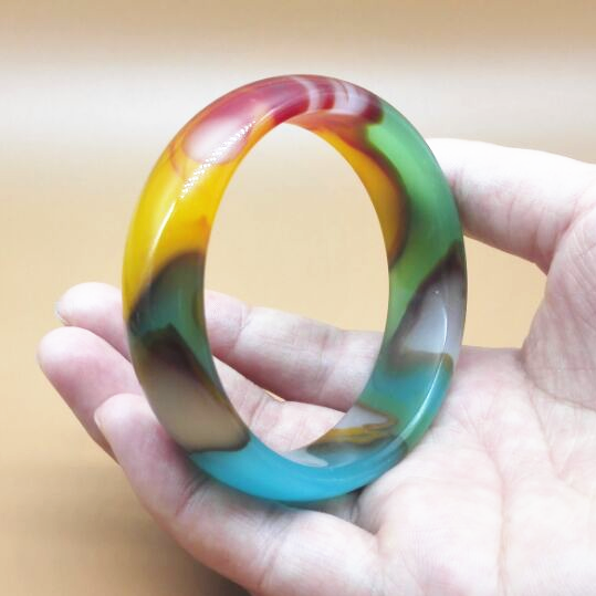 玛瑙手镯 和田玉_玉镯子 新疆和田玉金丝玉手镯 七彩玛瑙加宽加厚玉