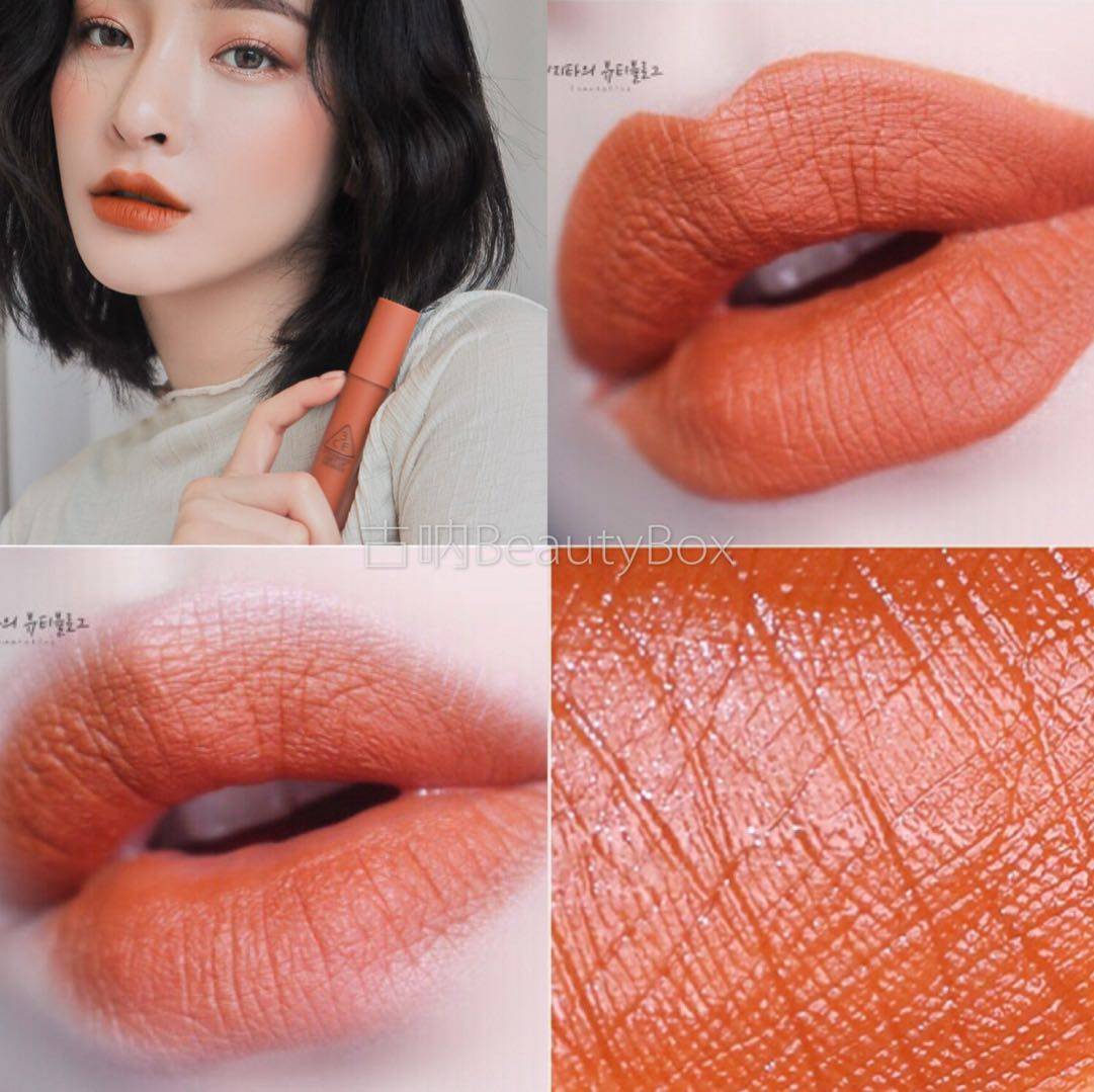一折橙红色口红哑光_韩国正品3ce新款唇釉哑光雾面口红唇彩#tawny红