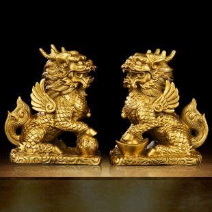 易明居铜制圣兽麒麟摆件瑞麟护岁送子麒麟隆升保泰