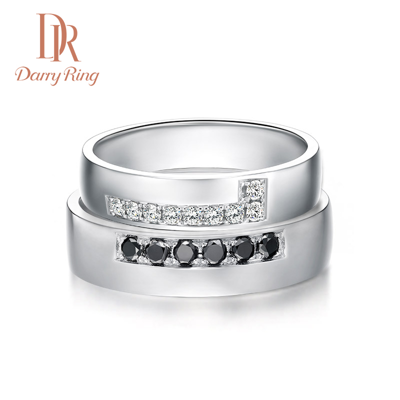 dr darryring 结婚男女戒指对戒黑白钻浪漫款定制18k金钻戒