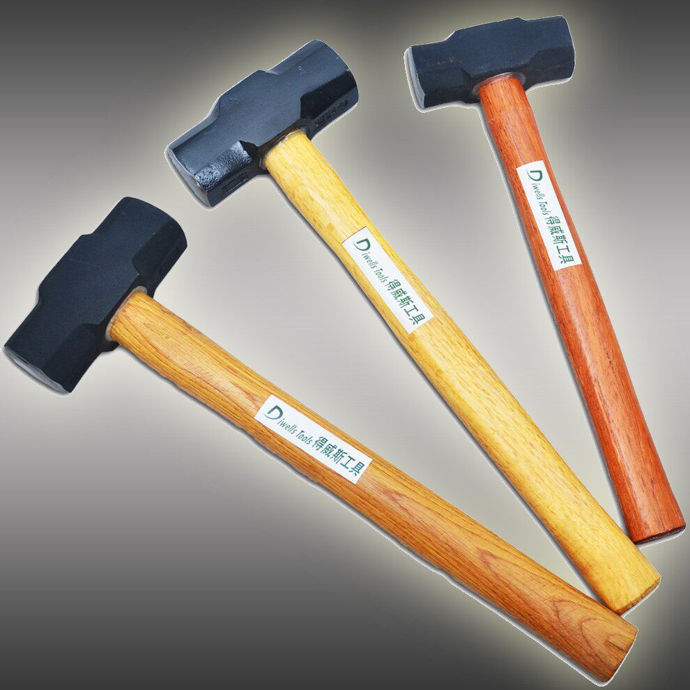 得威斯木柄石工八角锤子木工铁锤铁榔头方头锤子大锤4p6p建筑榔头