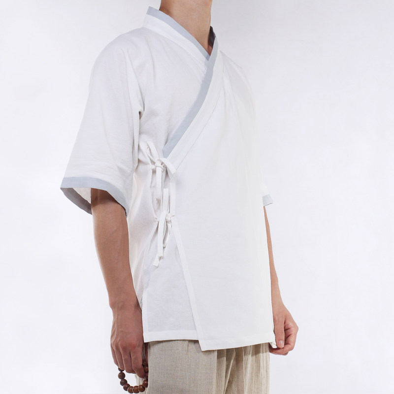 春下汉服交领半臂 男士汉族传统短打棉麻汉元素夏季短袖