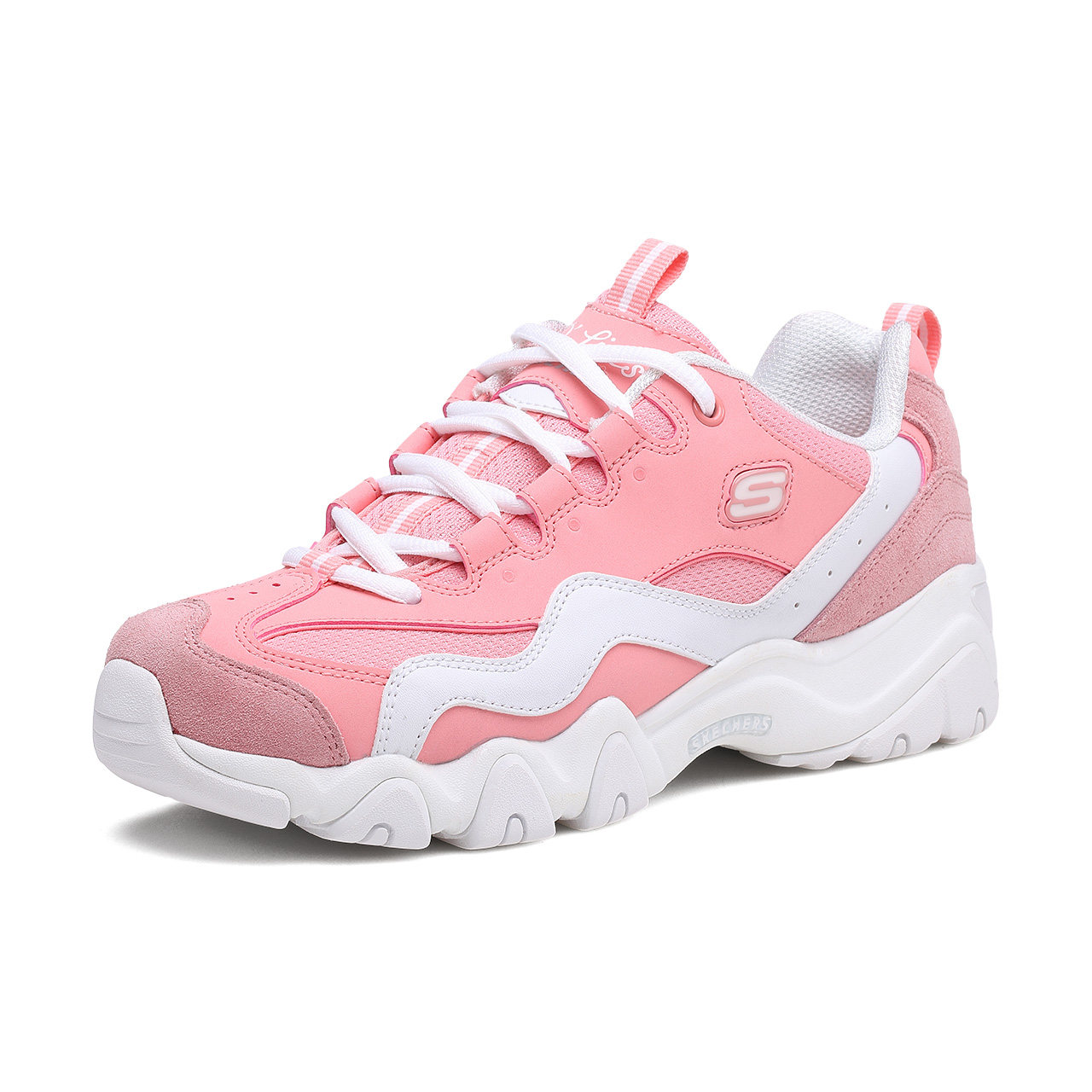 skechers斯凯奇女鞋dlites&sup2;粉色熊猫鞋厚底运动休闲鞋88888000