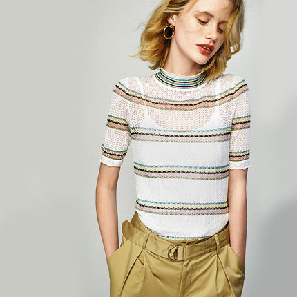 意大利mako cotton黑白文艺长袖t恤mz0605_7折现价169元