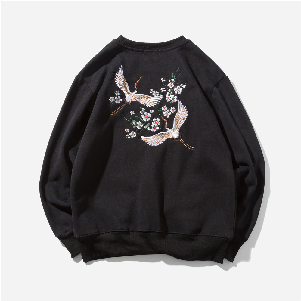 刺绣卫衣男 中国风仙鹤