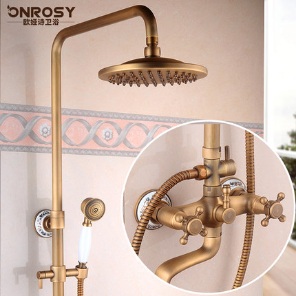 xogolo 欧式全铜仿古青花瓷淋浴花洒套装冷热水龙头雨淋喷头_7折现价
