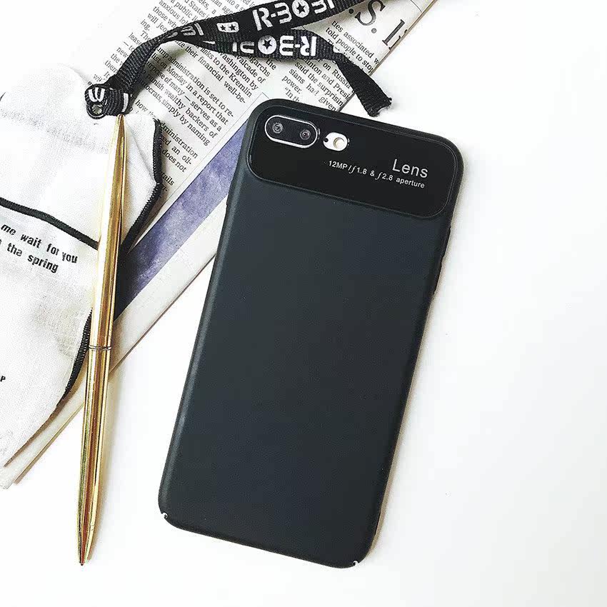 个性简约lens镜面纯色iphonex创意pc硬壳苹果8手机壳保护套