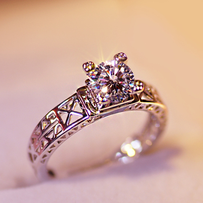 jz134 镂空经典 1克拉仿钻石大牌女钻戒女戒指环开运婚戒