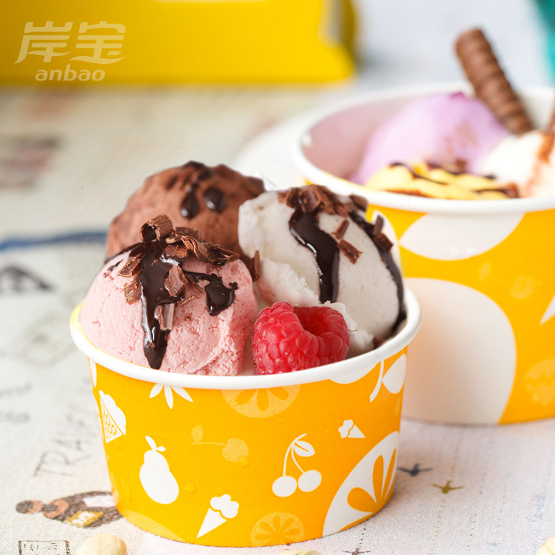 岸宝一次性纸碗冰淇淋碗冰激凌纸杯刨冰雪糕纸碗100只