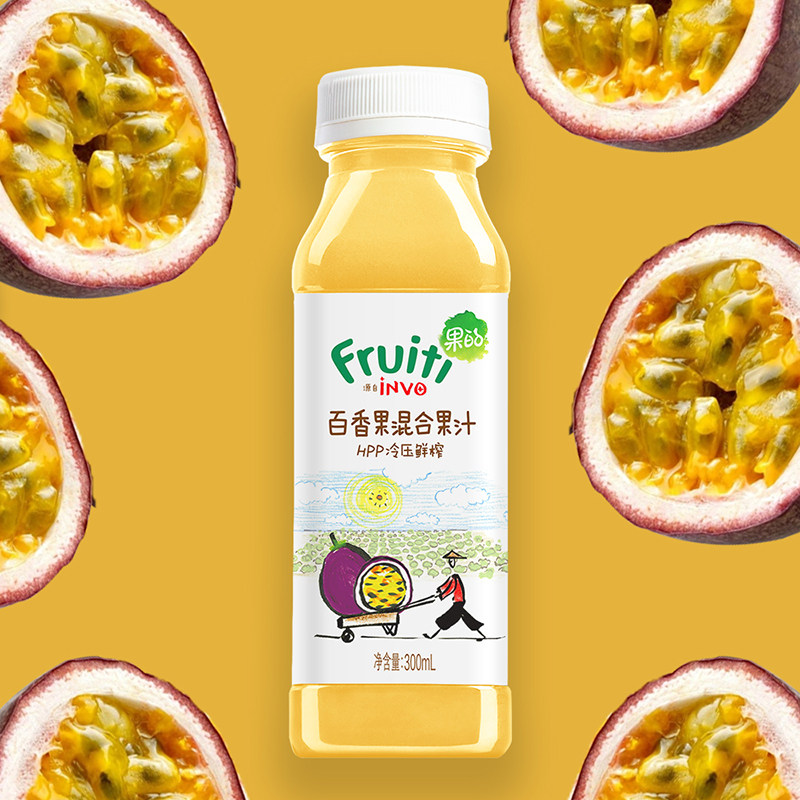 fruiti果的hpp冷压鲜榨百香果纯果汁饮料轻断食
