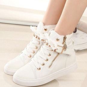 松糕帆布鞋系带加绒