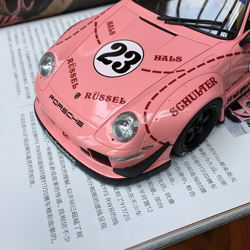 沙沙汽车模型gt spirit 1:18保时捷911 993 rwb粉猪23#收藏送礼