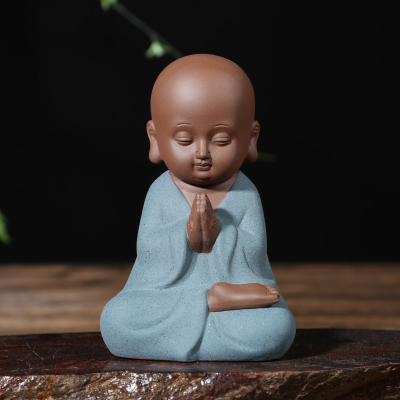 高档老板领导办公室书柜摆件_天天特价小和尚摆件禅意小沙弥陶瓷客厅