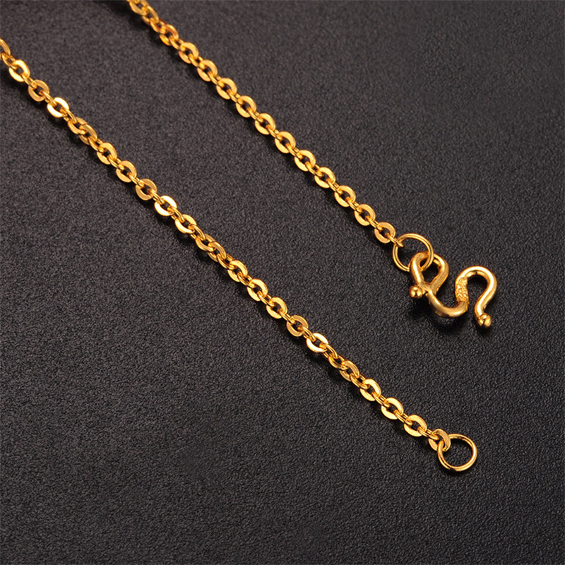 黄金项链女足金999手链如意金锁套链锁骨链o字链颈链可调节金链子