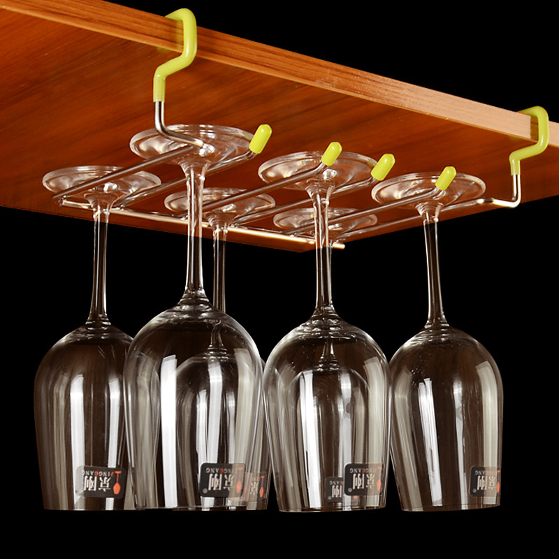 古士奇 304不锈钢红酒架葡萄酒欧式倒挂高脚杯架酒杯架悬挂免钉