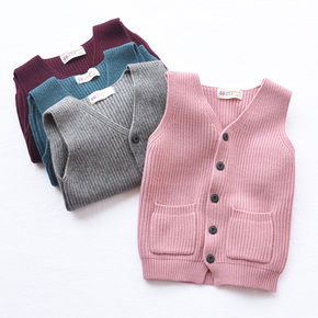 针织 纽扣 背心