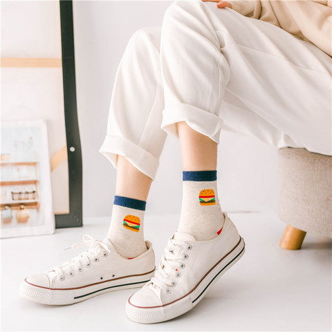 袜子女纯棉中筒袜春秋季韩版日系学院风ins潮个性创意百搭短袜