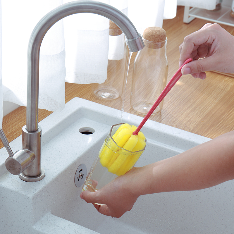 厨房清洁刷 海绵_杯刷瓶刷厨房用刷长柄海绵洗杯子奶瓶刷子刷杯器水杯