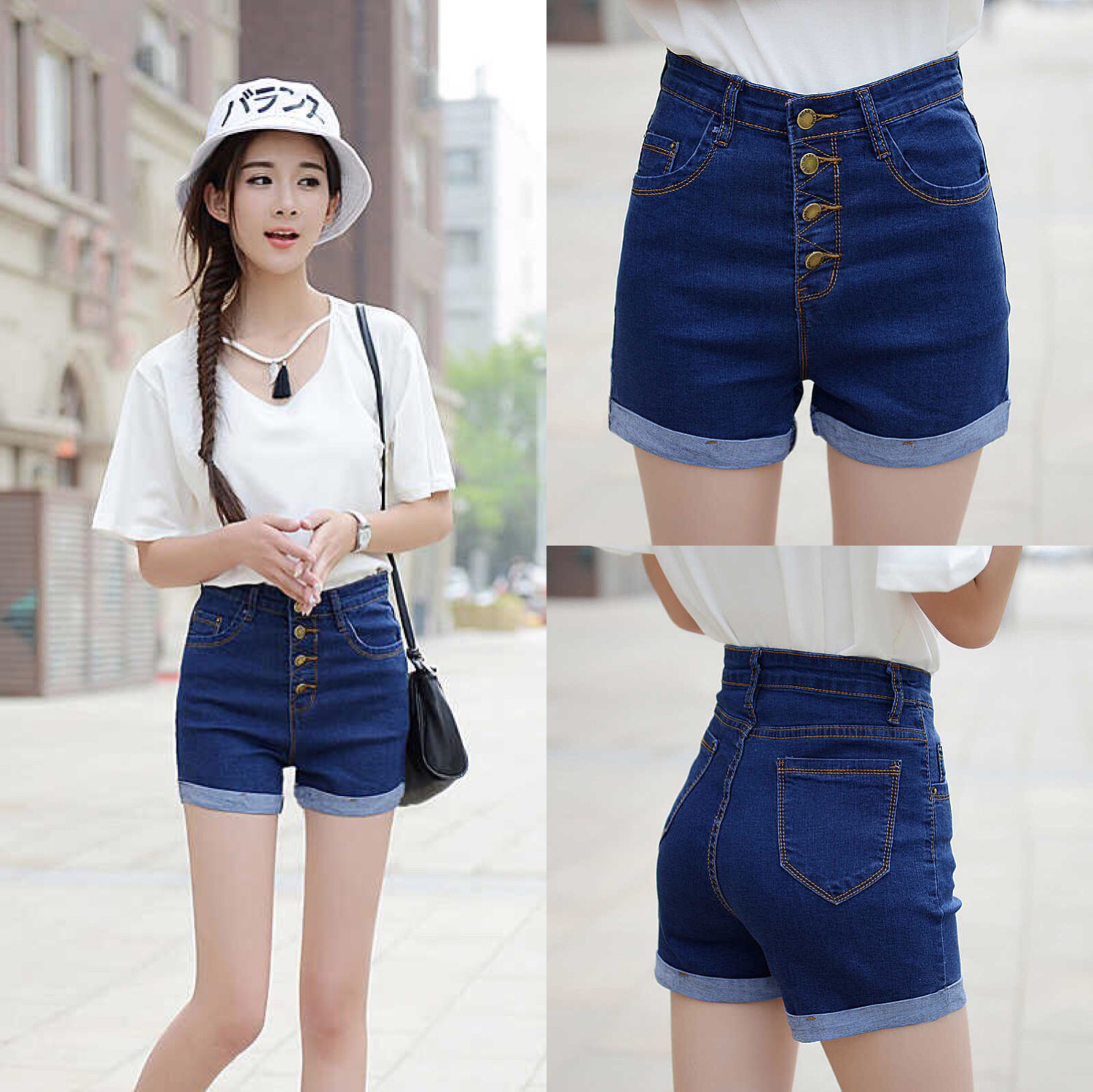 高腰卷边牛仔短裤_收腹牛仔短裤女卷边显瘦弹力新款牛仔裤夏天性感潮
