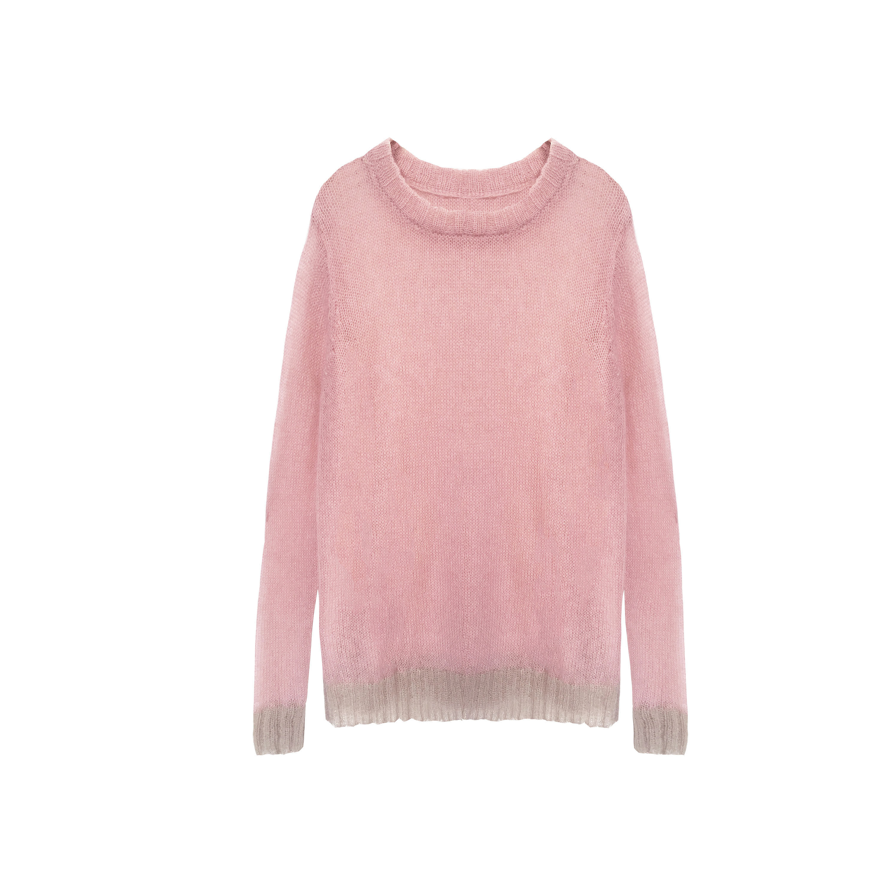 去购买 第二款粉色毛衣的话是柒柒家的马海毛毛衣,它的手感和亲肤性