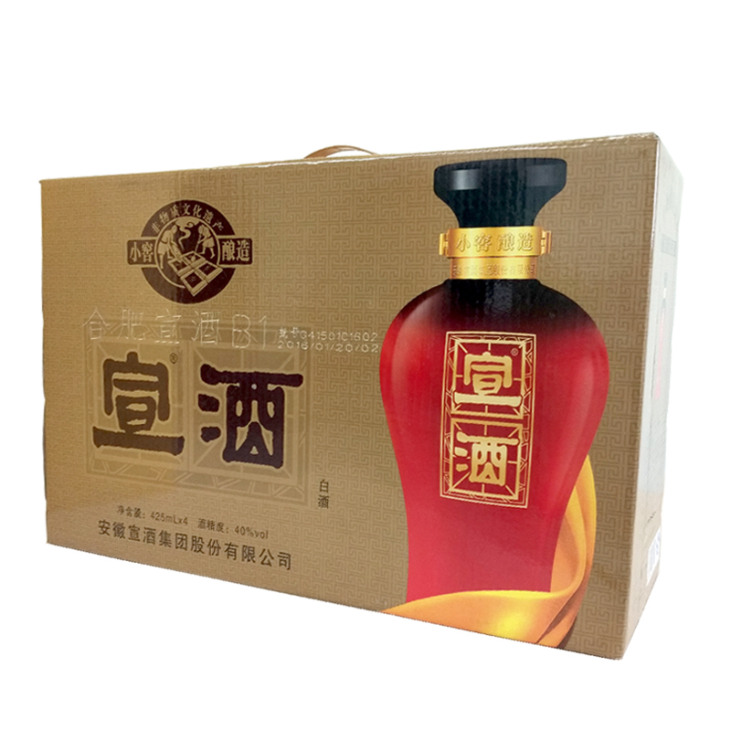 安徽宣酒40度425ml整箱4瓶浓香型白酒纯粮固态送礼名酒官方旗舰