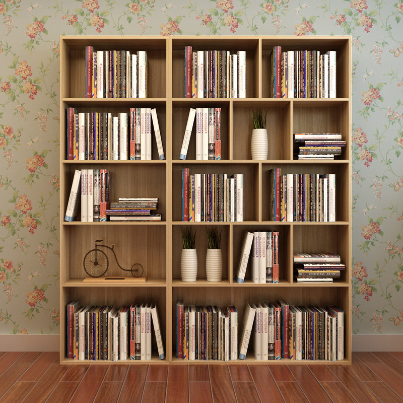 经济型_书架带门现代简约落地格子柜定制小户型书橱置物架经济型学生