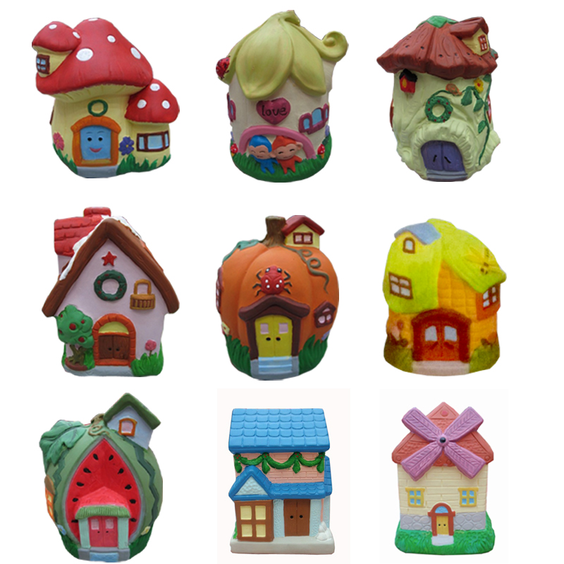 房子模型陶瓷彩绘白胚涂色石膏娃娃上色儿童diy手工画存钱罐优惠券