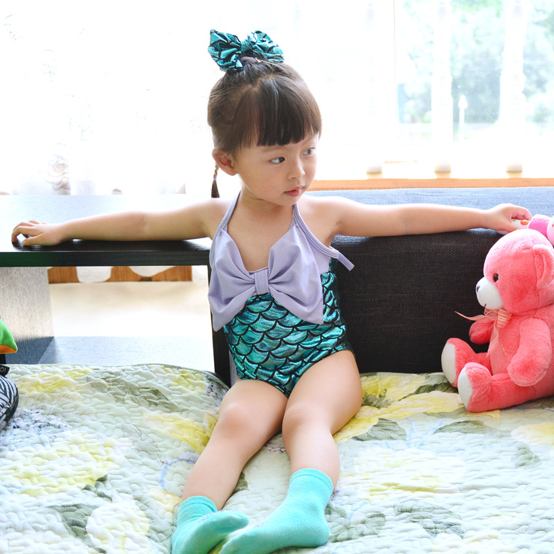 女童游泳衣 宝宝_美人鱼泳衣女童儿童泳衣女孩公主连体婴儿宝宝游泳装