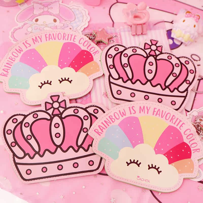 彩虹钱夹_韩版可爱皇冠彩虹造型手拿包零钱包硬币包卡包创意小包手拎