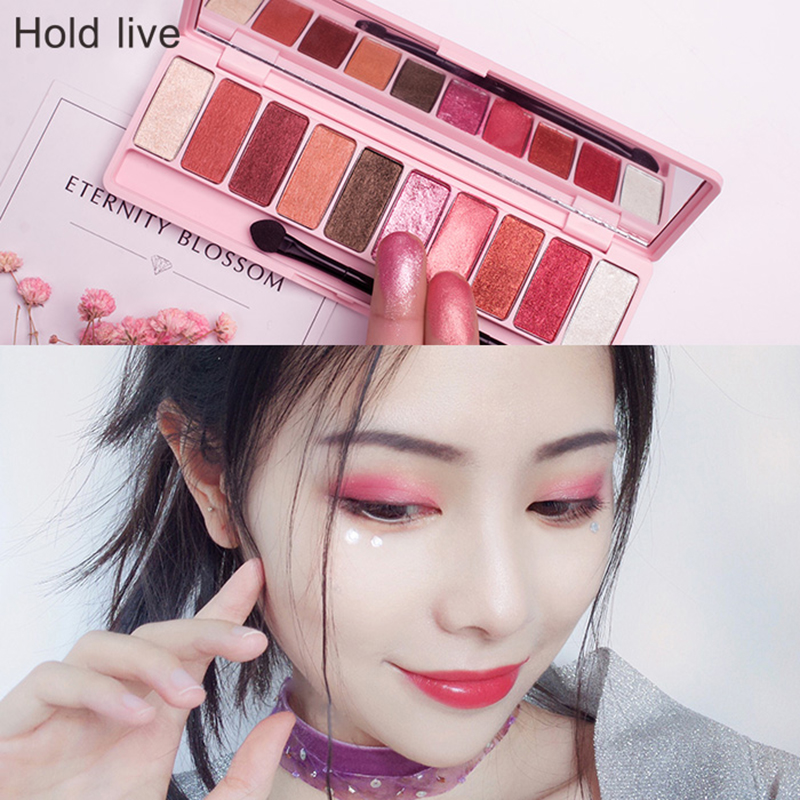 hold live万能眼影少女系网红眼影盘人鱼桃花妆珠光湿粉懒人眼影