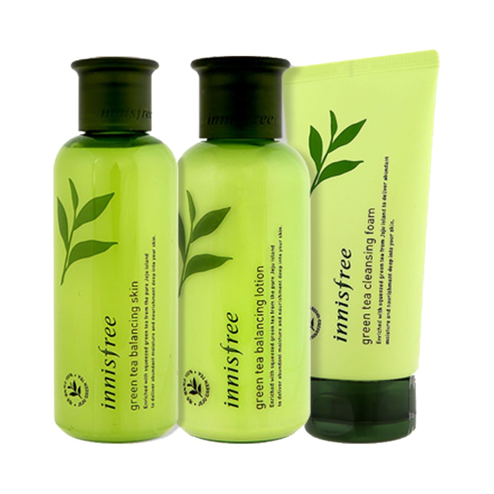 【直营】innisfree 悦诗风吟 绿茶基础三件套装 洁面水乳