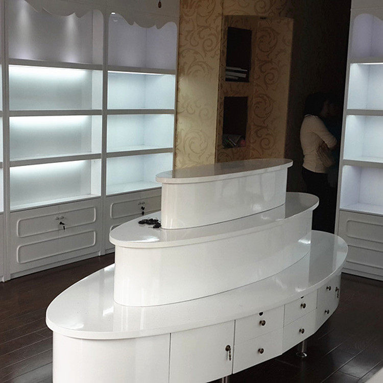 烤漆椭圆形中岛柜皮具包包展柜专卖店展示柜化妆品产品柜鞋店货架