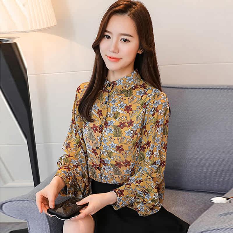 特价花衬衫女长袖碎花