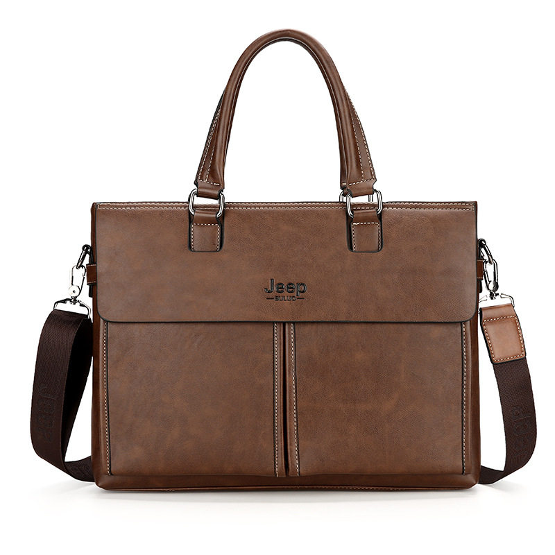 提包 男 英伦_jeep吉普手提包公文包简约商务休闲皮包单肩斜挎包英伦