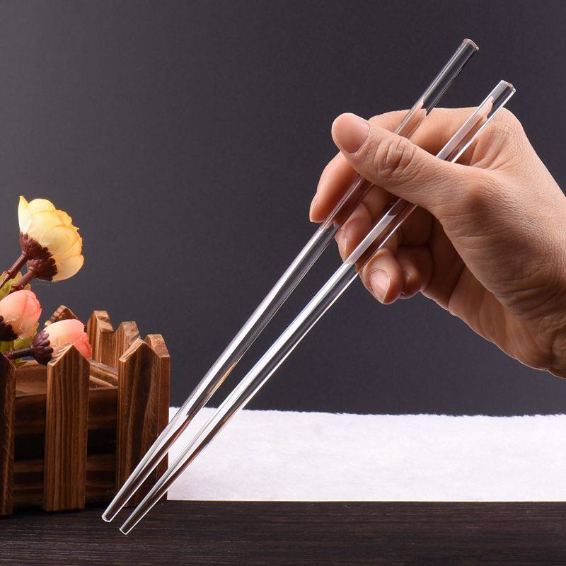 热销筷时尚_创意新款个性时尚玻璃筷子水晶餐具透明筷子水晶碗筷子垫