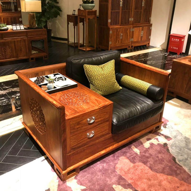 紫檀木家具_刺猬紫檀新中式沙发苏梨沙发京瓷红木客厅沙发组合花梨木