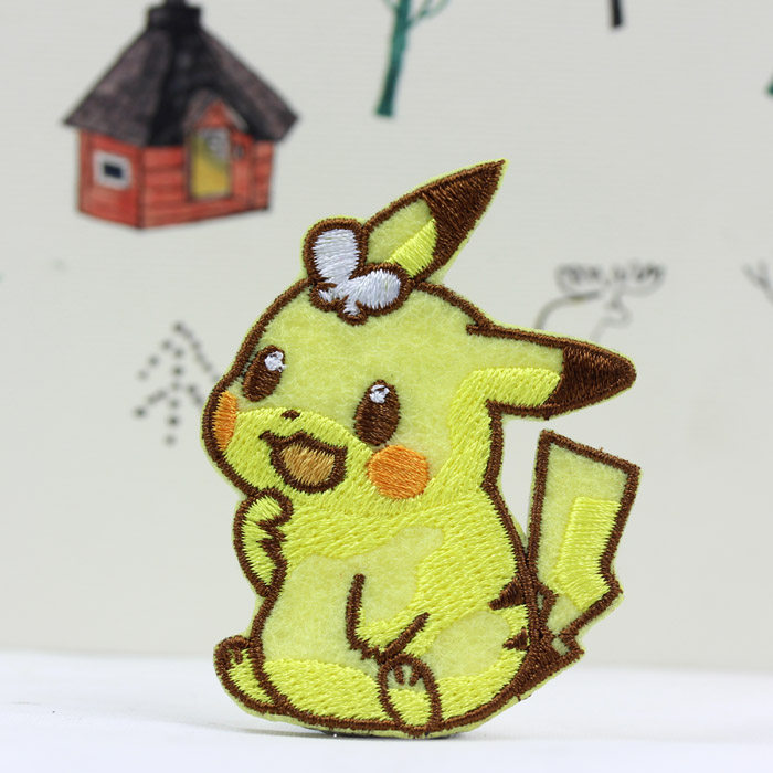 热销卡通布贴_神奇宝贝 超萌皮卡丘 创意刺绣布贴 diy卡通衣贴补丁